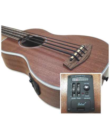 Haze Mahogany Body Walnut Fingerboard Built-in Pickups/EQ Bass Ukulele - Natural HAUB30EQ