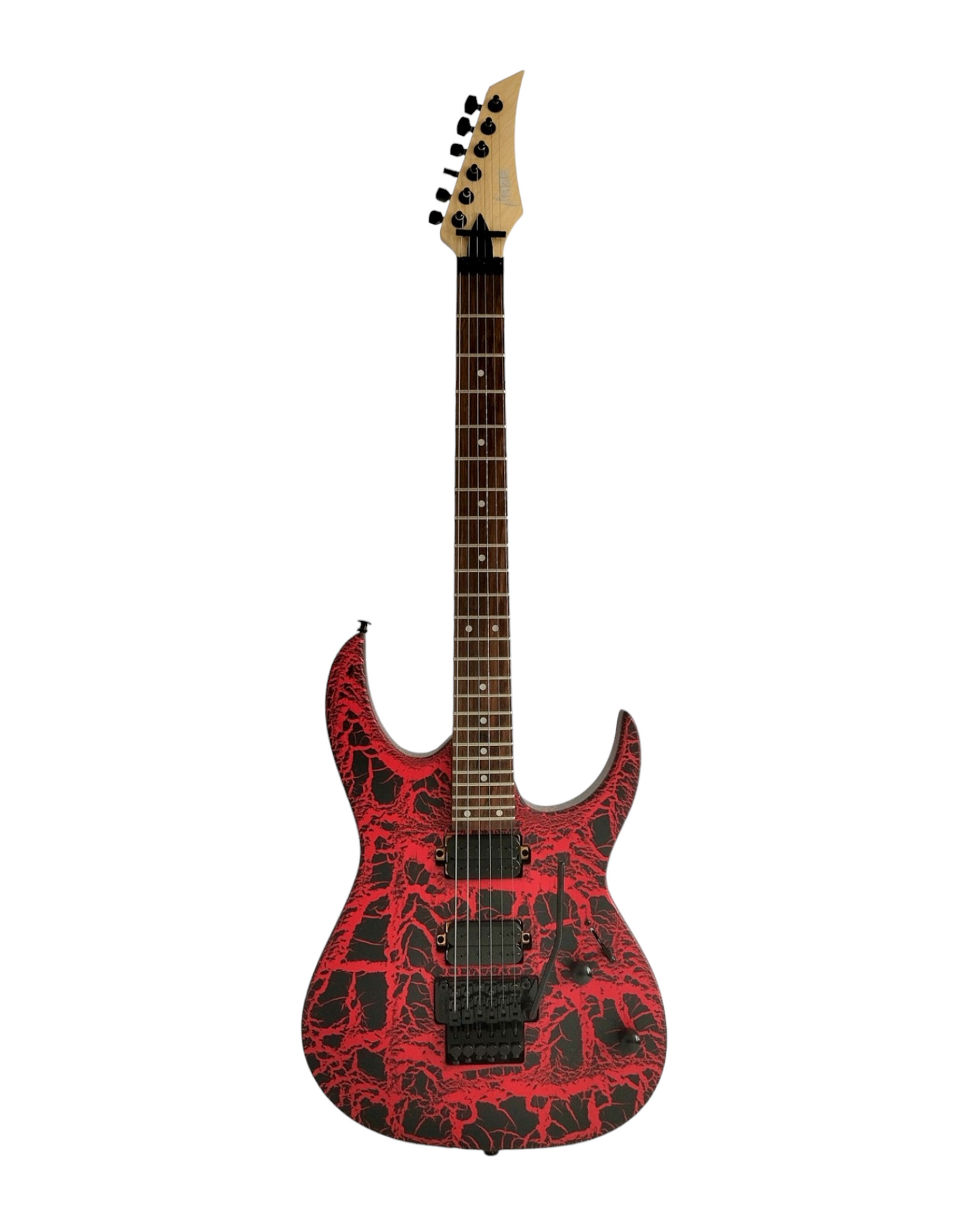 Haze Floyd Rose HH Cracked Molten Lava HRC Electric Guitar - Red HCJS19600