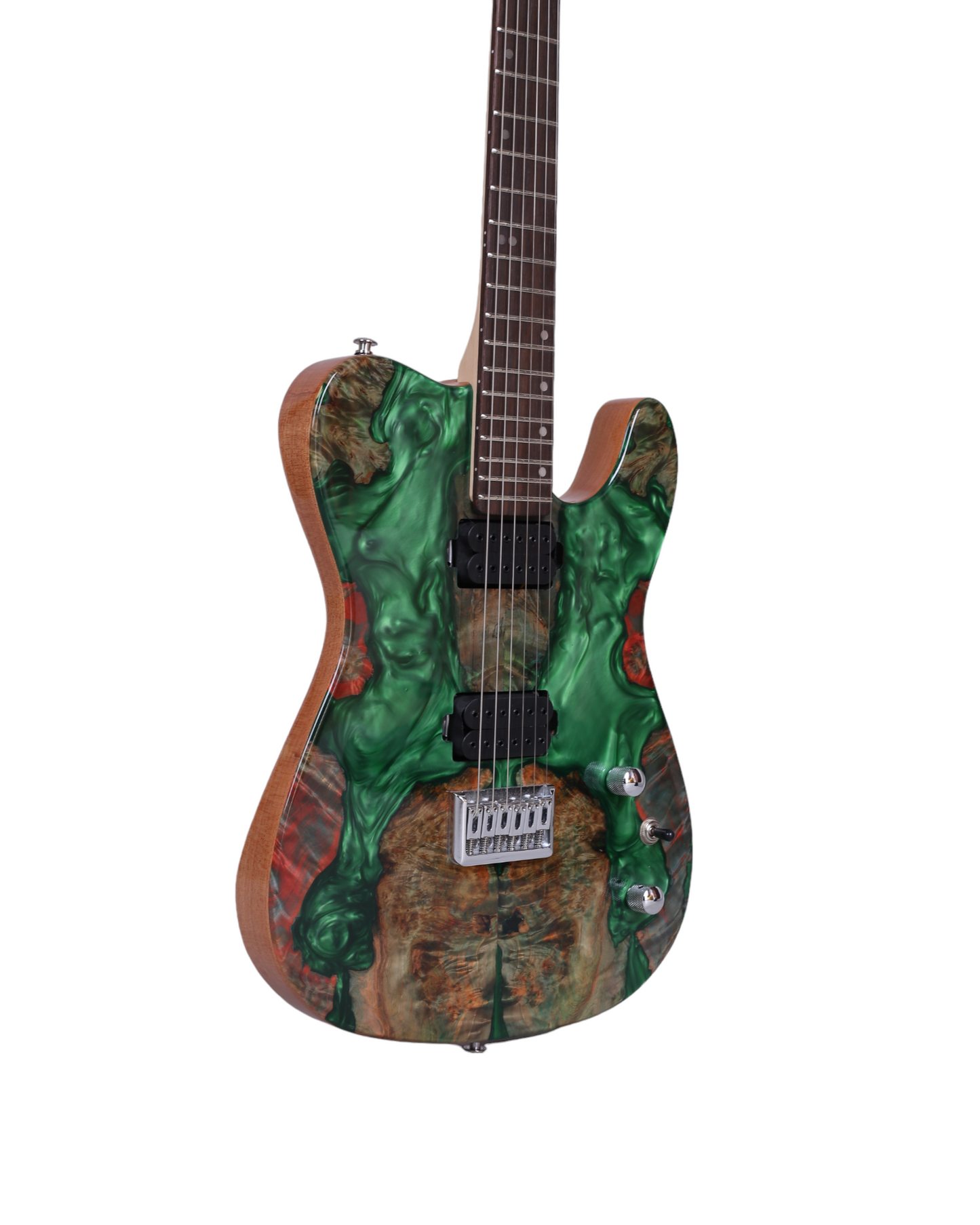 Evoke Brilliance: Haze Liquid Crystals Mahogany and Epoxy Resin Body Electric Guitar SH1910GN