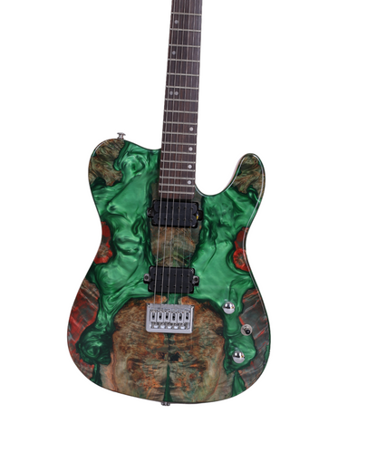 Evoke Brilliance: Haze Liquid Crystals Mahogany and Epoxy Resin Body Electric Guitar SH1910GN