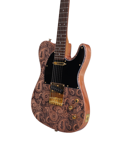 Haze Buta engraved surface Nature colour, Mahogany Body Roast maple neck & composite Laurel fingerboard S-S pickup TL19700 Electric Guitar