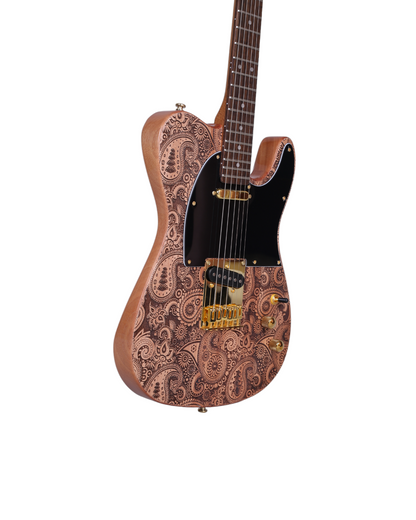 Haze Buta engraved surface Nature colour, Mahogany Body Roast maple neck & composite Laurel fingerboard S-S pickup TL19700 Electric Guitar