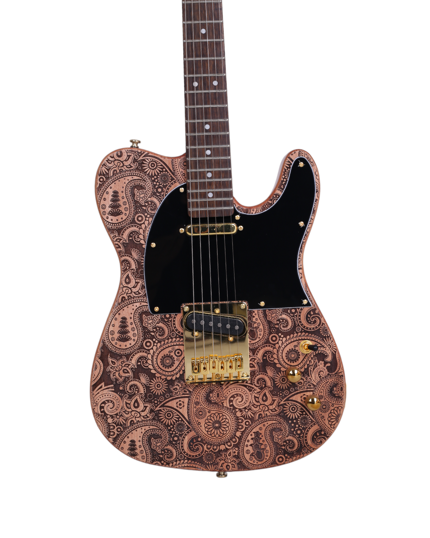 Haze Buta engraved surface Nature colour, Mahogany Body Roast maple neck & composite Laurel fingerboard S-S pickup TL19700 Electric Guitar