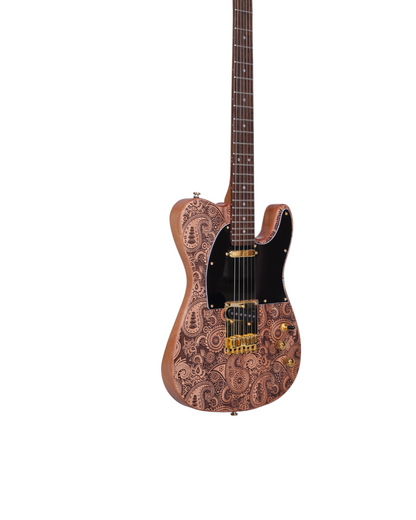 Haze Buta engraved surface Nature colour, Mahogany Body Roast maple neck & composite Laurel fingerboard S-S pickup TL19700 Electric Guitar