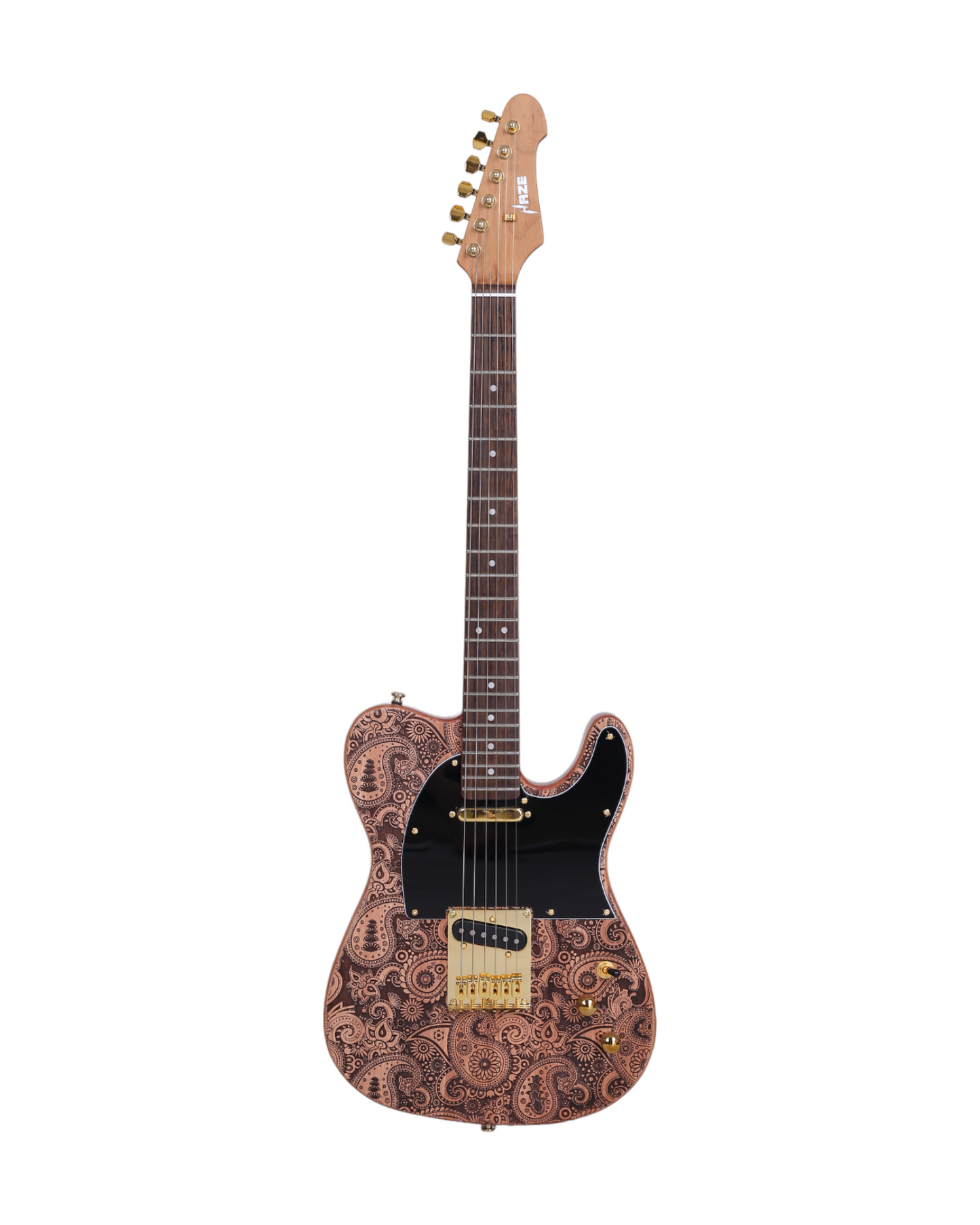 Haze Buta engraved surface Nature colour, Mahogany Body Roast maple neck & composite Laurel fingerboard S-S pickup TL19700 Electric Guitar