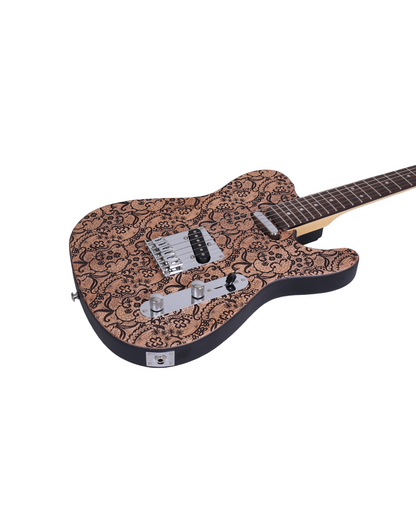 Haze Rosethorn Engraved Surface Mahogany Body Hard Maple Neck Laurel Fingerboard Poplar Laminated Strip on the Back TL19710 Electric Guitar