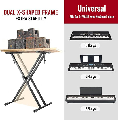 Professional Height Adjustable Folding X Type Double-Braced Keyboard Stand HJKBX3