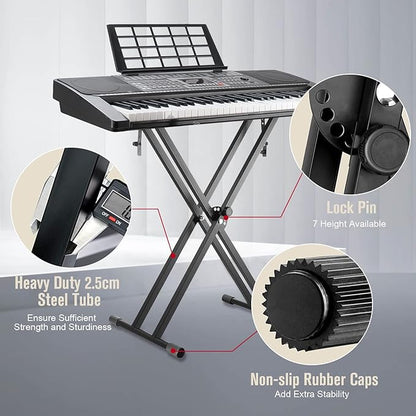 Professional Height Adjustable Folding X Type Double-Braced Keyboard Stand HJKBX3