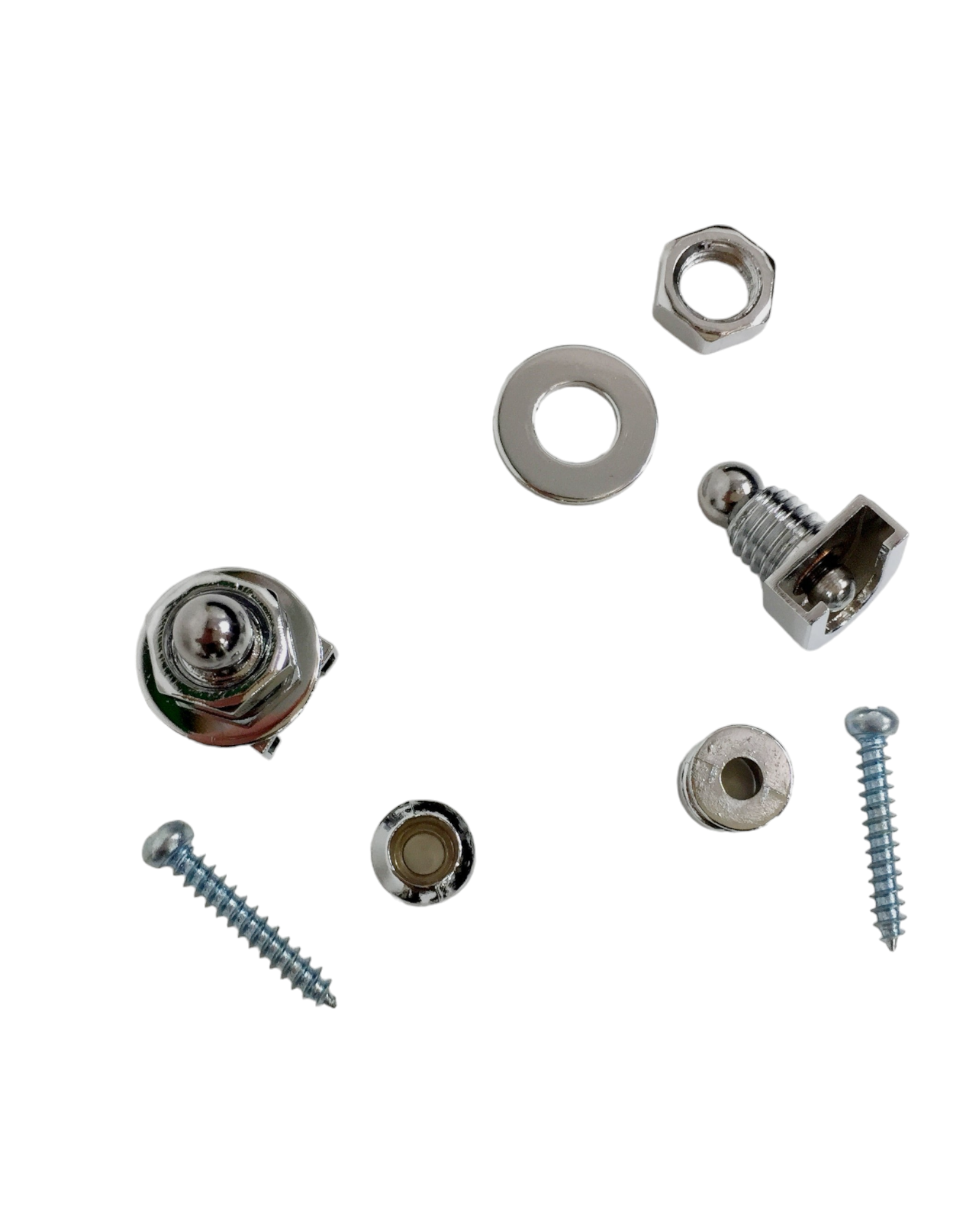 4 HJKCR Guitar Strap Locks (2 Sets) with Wrench & Bottle Opener Function - Silver