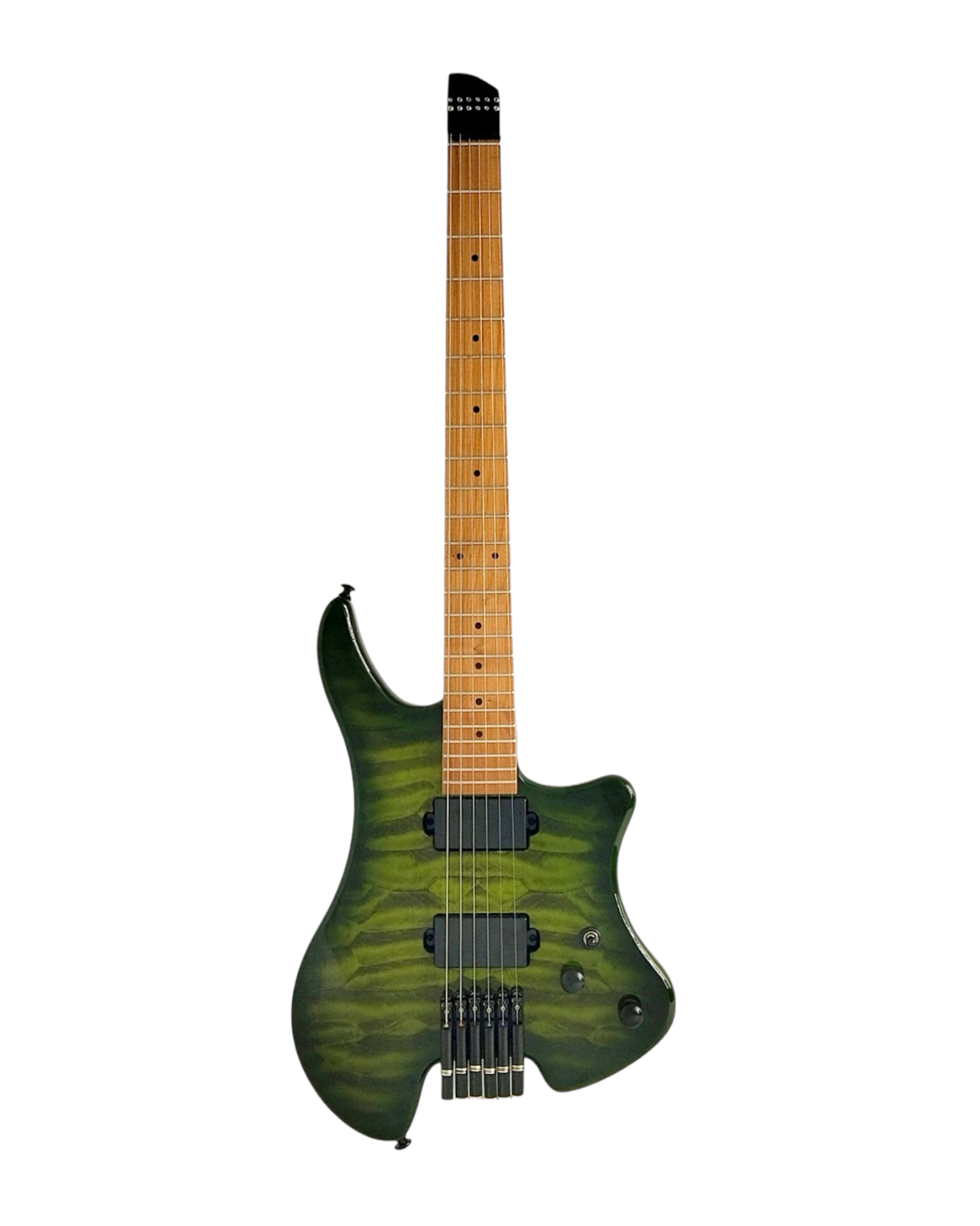 Haze HL1A Deep Green Headless Electric Guitar with Dual Humbuckers