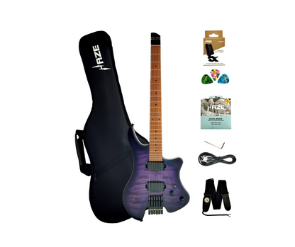 Haze Headless HH Maple HHL Electric Guitar - Purple HL1APQTPU