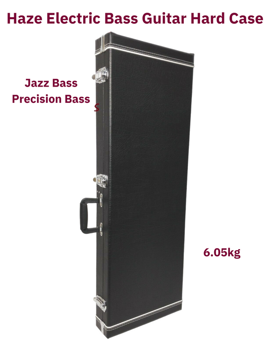 Haze HC040PB Rectangle Electric Bass Guitar Hard Case, Lockable, Black