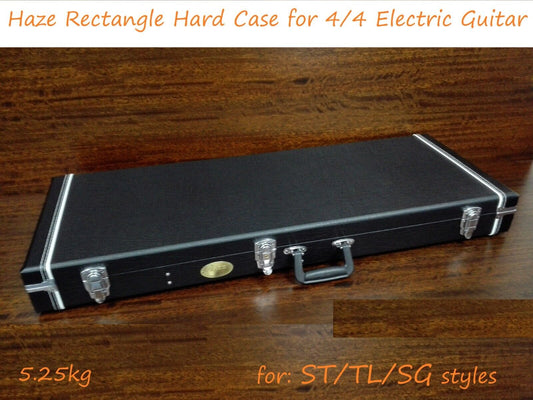 Haze Rectangle ST/TL/SG Electric Guitar Hard Case, Lockable w/Key, Black, HPAG19040STA