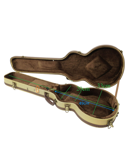 Haze HC050LPY Durable Hard Case for Electric Guitar Lockable w/Key, Tweed