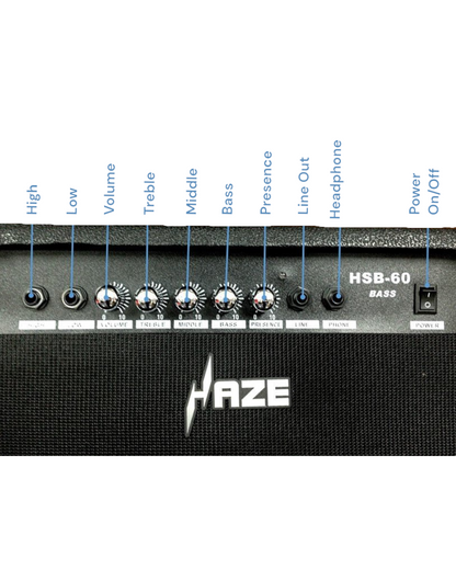 Haze HSB60 40W Electric/Acoustic Bass Guitar Amplifier, w/Headphone Output