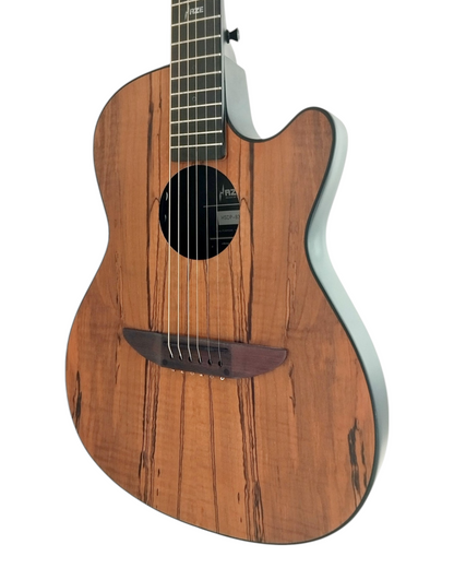 Haze 38" Roundback Traveller Acoustic Guitar w/ Built-In Belcat EQ & Tuner in Natural - HSDP836CEQGC