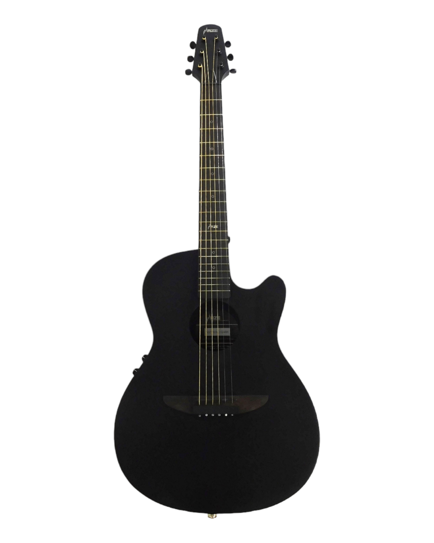 Haze HSDP836CEQMBK 38" Roundback Traveller Built-In Pickups Acoustic Guitar - Black