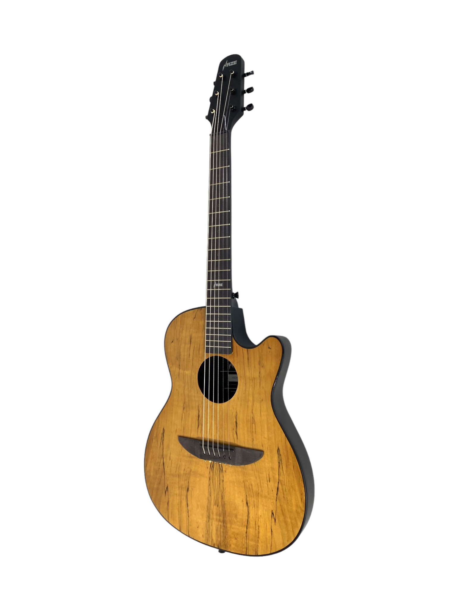 Haze HSDP836CGC Acoustic/Classical Guitar, Spalted Maple Veneer, Round-Back + Free Bago