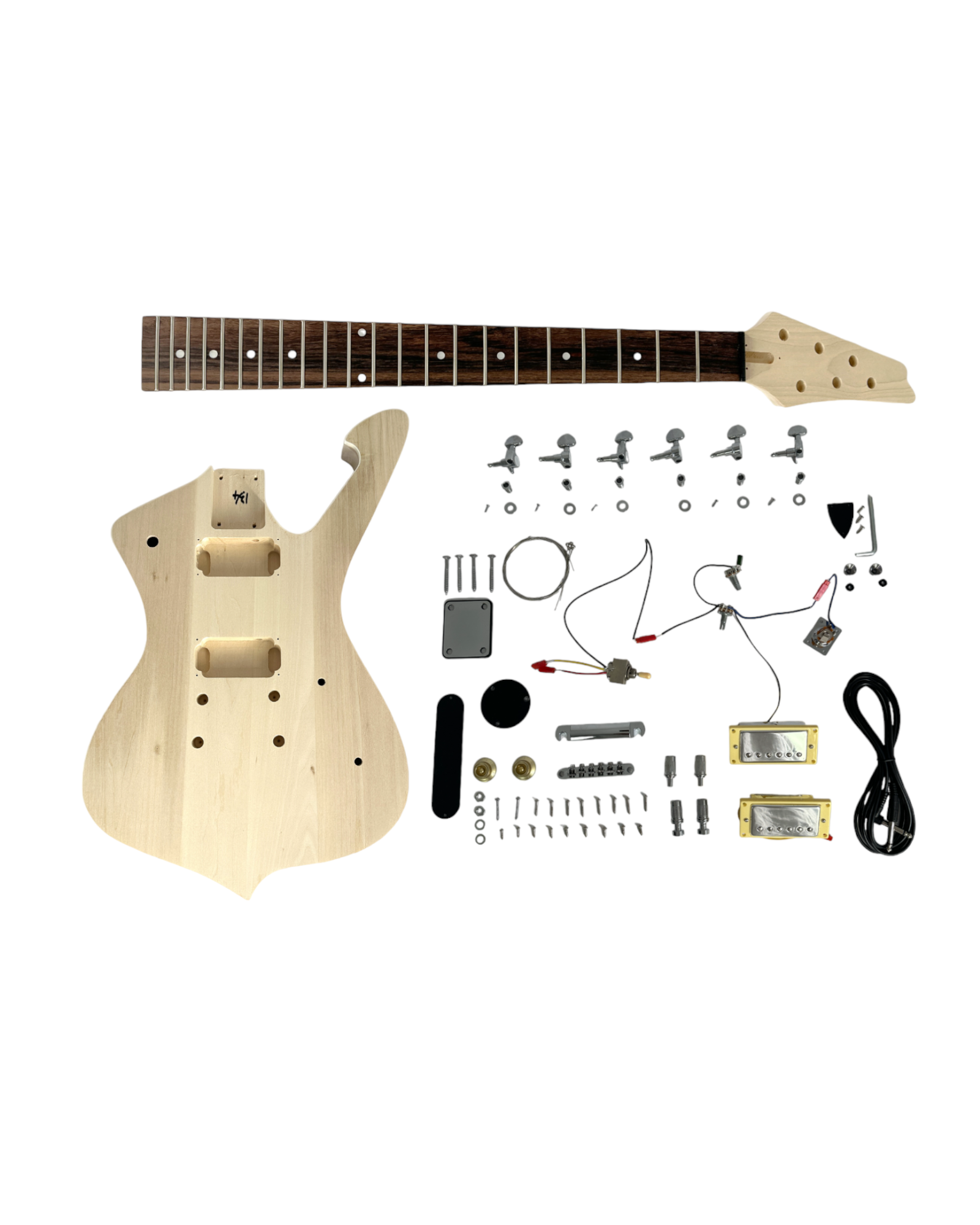 GKHSIM1910DIY Solid Basswood Body/Maple Neck Electric Guitar DIY Kit, No-Soldering, HH Pickups