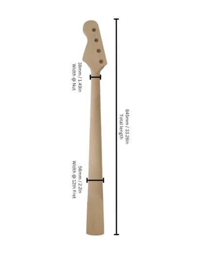 Haze HSJB19580GN1W Electric Bass Guitar Neck