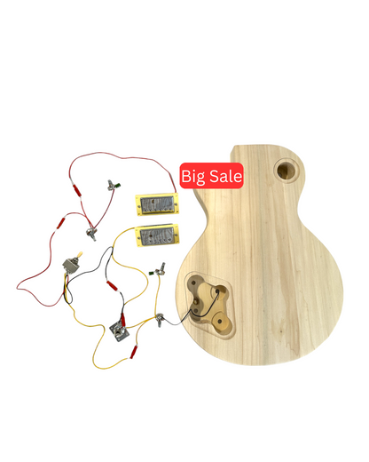 HSLPP19380BDIY Solid Basswood Body Electric Guitar DIY Kit, No-Soldering, Silver Hardware with set neck