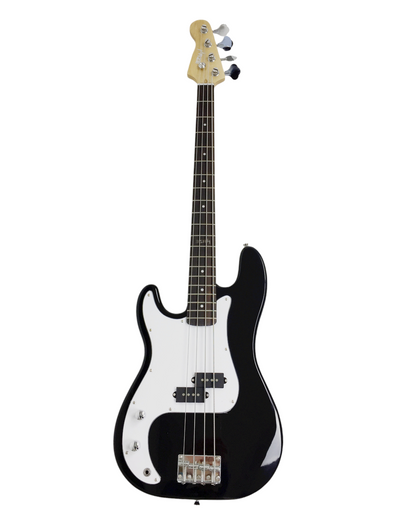 Left-Handed Haze HSPB1901BKBHL 4-String Electric Bass Guitar + Free Bag, Tuner, 3 Picks