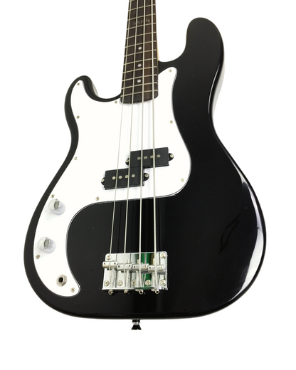 Left-Handed Haze HSPB1901BKBHL 4-String Electric Bass Guitar + Free Bag, Tuner, 3 Picks