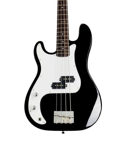 Left-Handed Haze HSPB1901BKBHL 4-String Electric Bass Guitar + Free Bag, Tuner, 3 Picks