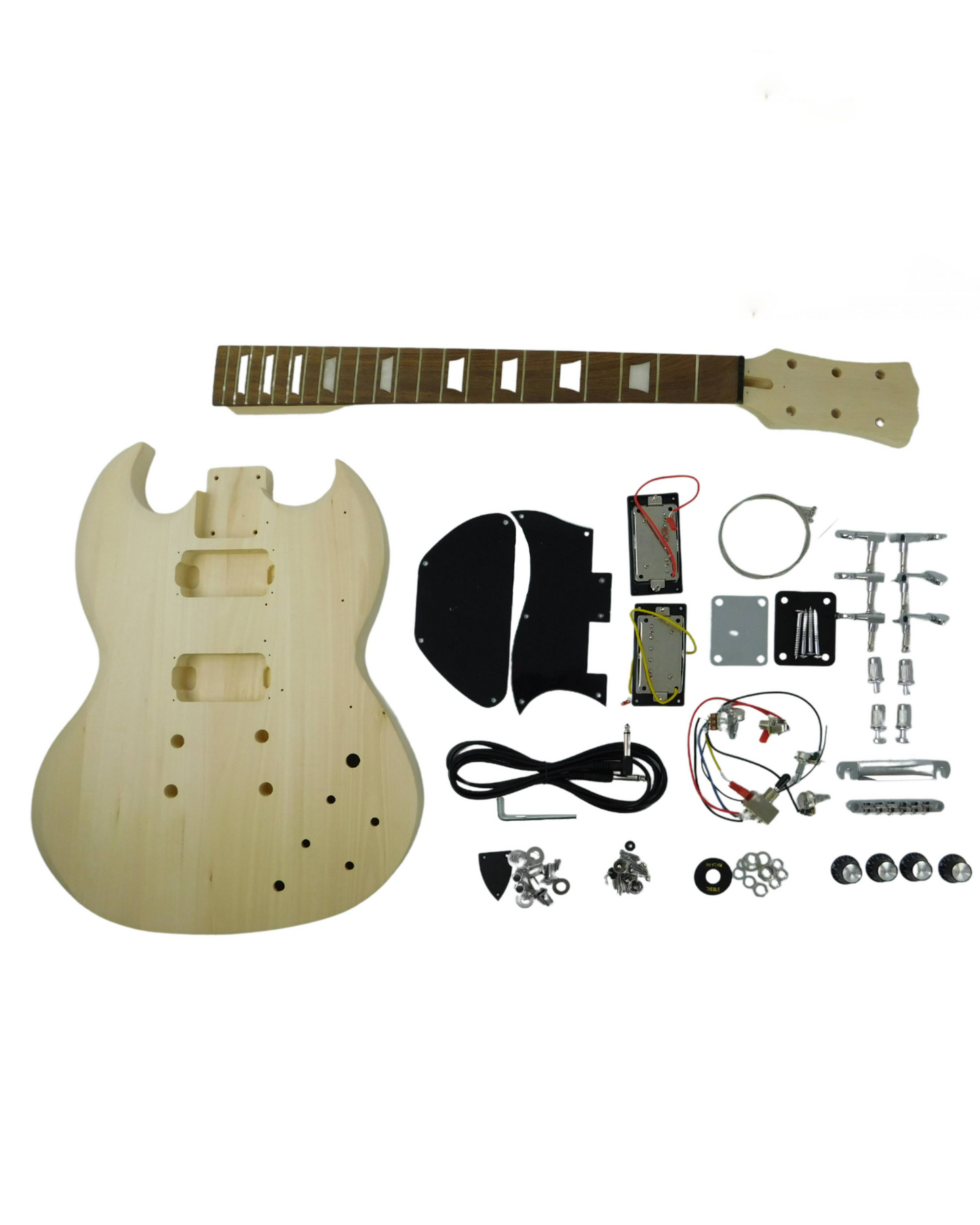 Haze SG Electric Guitar DIY, Solid Basswood body and Maple neck, No-Soldering, HSSG19200DIY