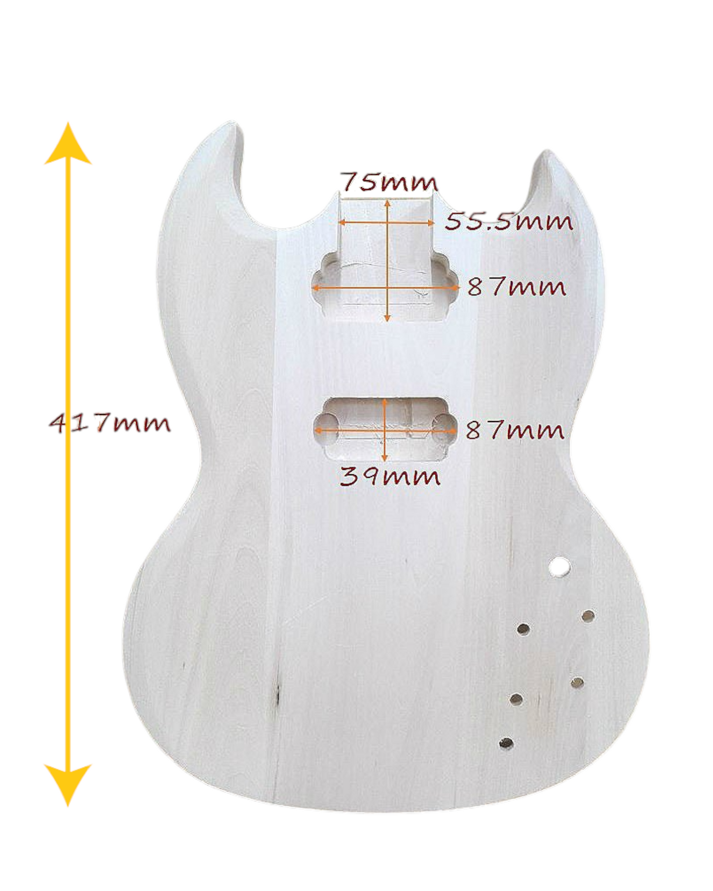 HSSG19300BO Solid Basswood Electric Guitar Body, Pre-Drilled, Polished