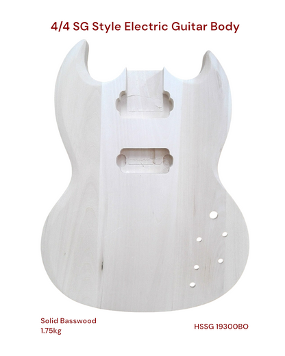 HSSG19300BO Solid Basswood Electric Guitar Body, Pre-Drilled, Polished