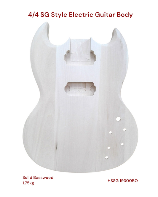 HSSG19300BO Solid Basswood Electric Guitar Body, Pre-Drilled, Polished