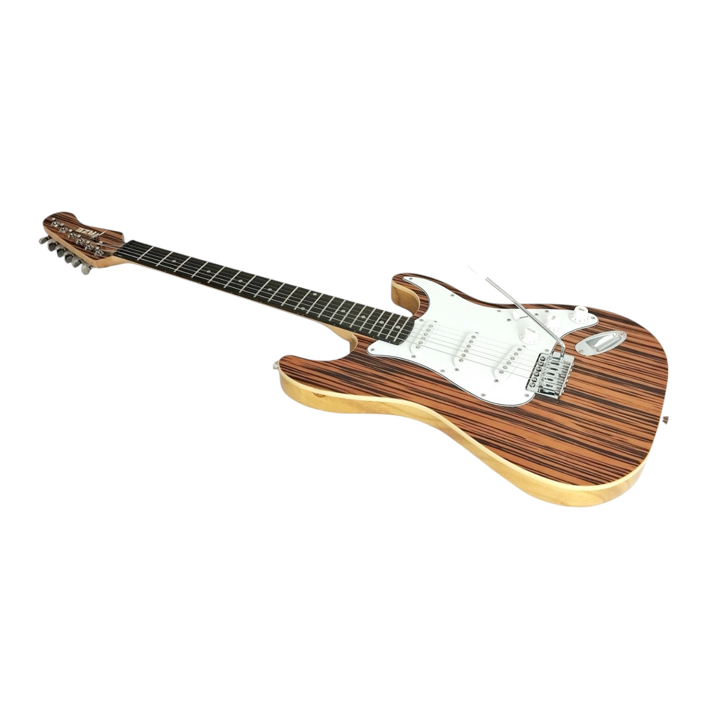 Haze Lightweight Solid Paulownia Exotic Cocobolo Veneer HST Electric Guitar - Brown HSST1901AF852