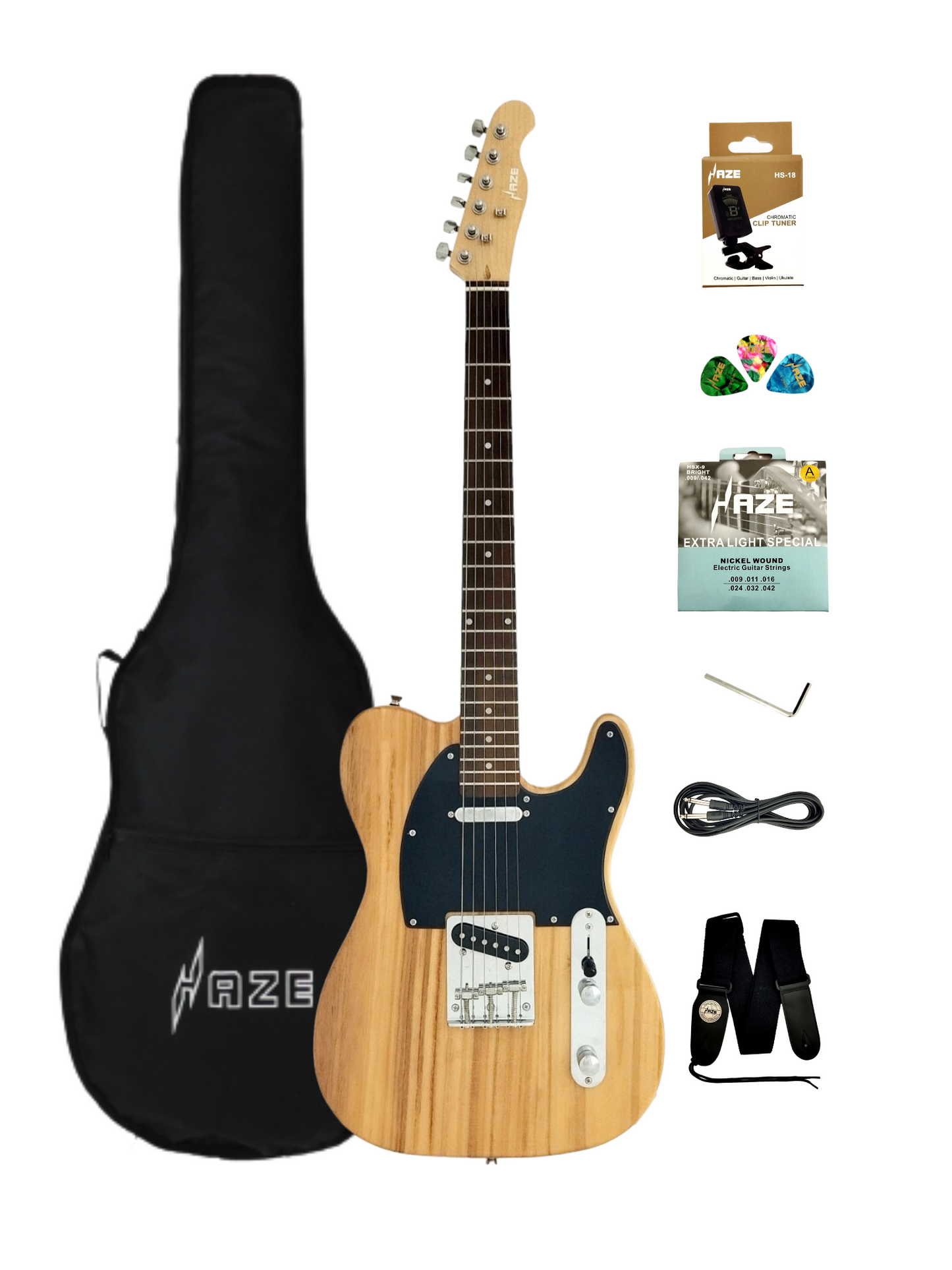 Haze Solid Paulownia Body with Maple Neck Rosewood Fingerboard HTL Electric Guitar - Natural HSTL10NT  with Accessories + 10W Amp. (Optional)