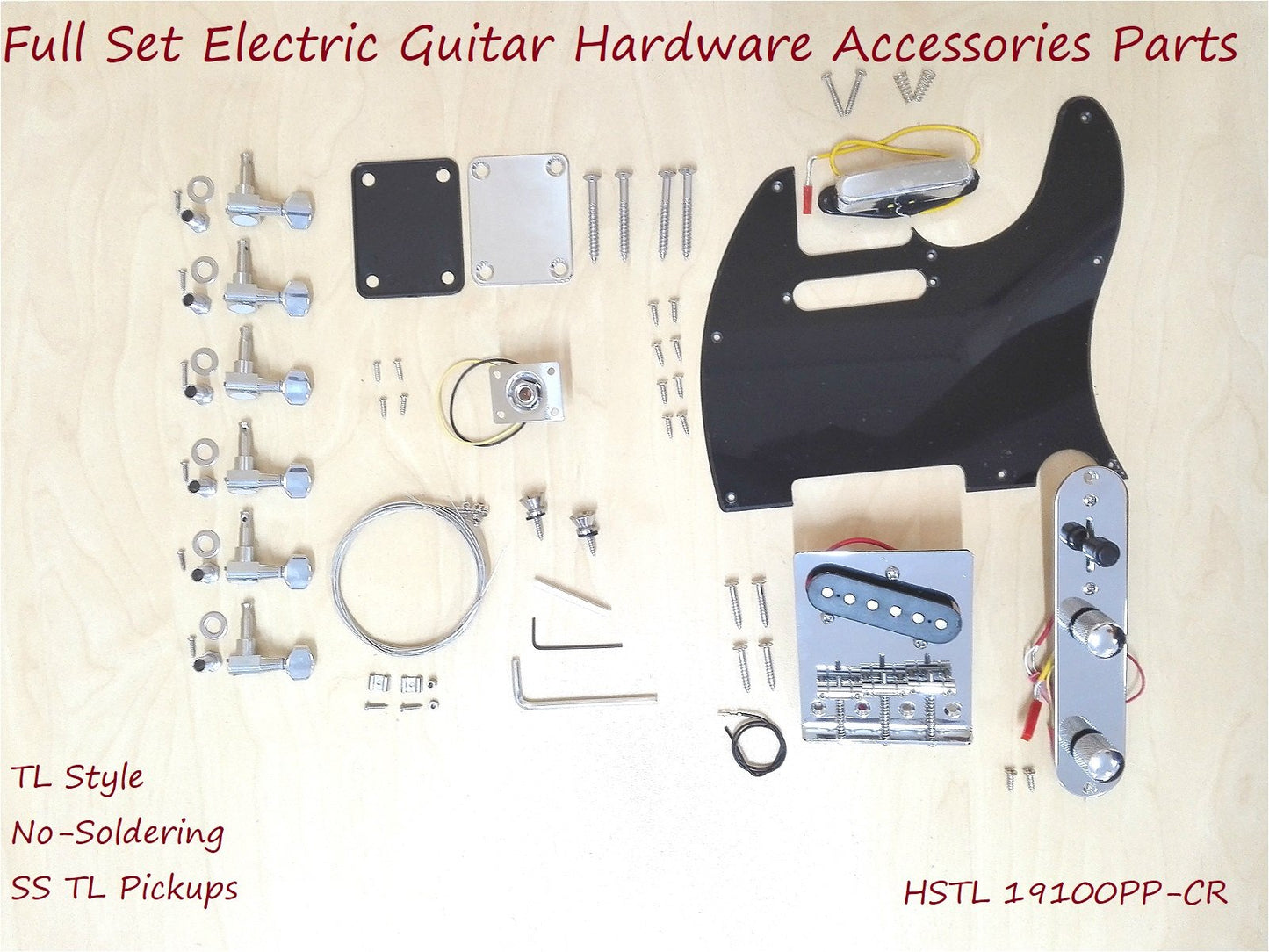 Full Set Electric Guitar Hardware Accessories Parts, No-Soldering HSTL19100PPCRNS