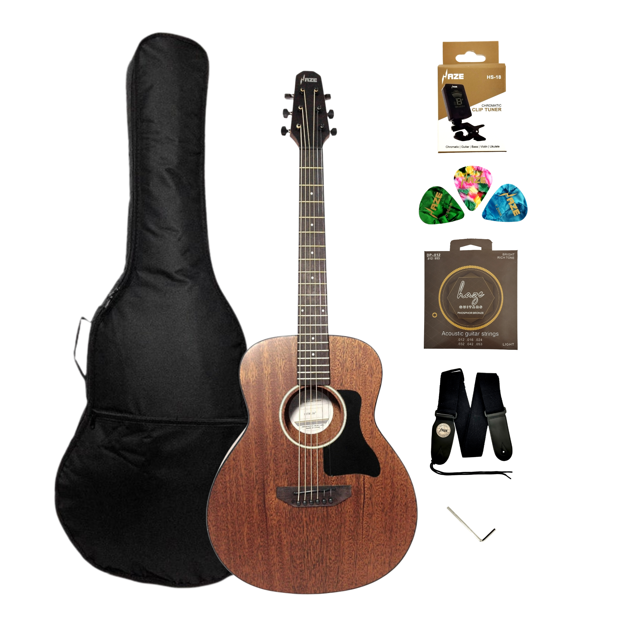Haze HSTML 36" Traveler Arched-Back Thin-V Neck Acoustic Guitar - Natural