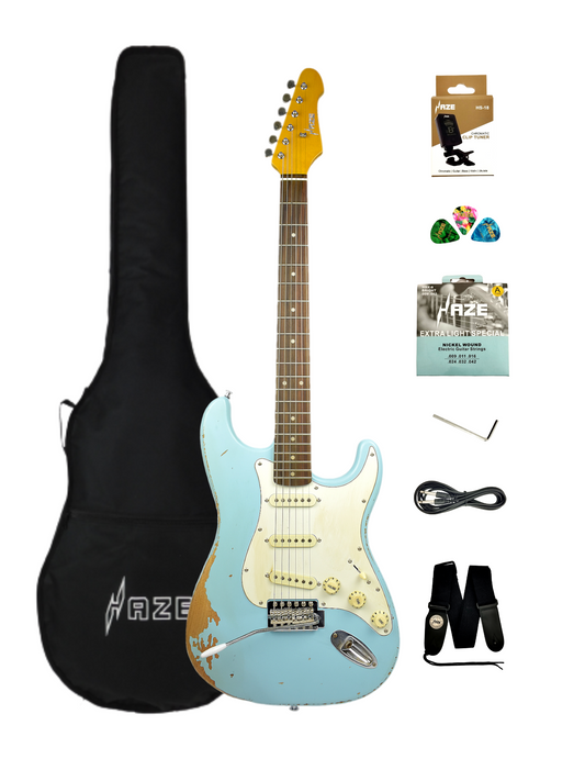 Haze Relic Series HST Electric Guitar with Tremolo -  Blue HSVTGSTG