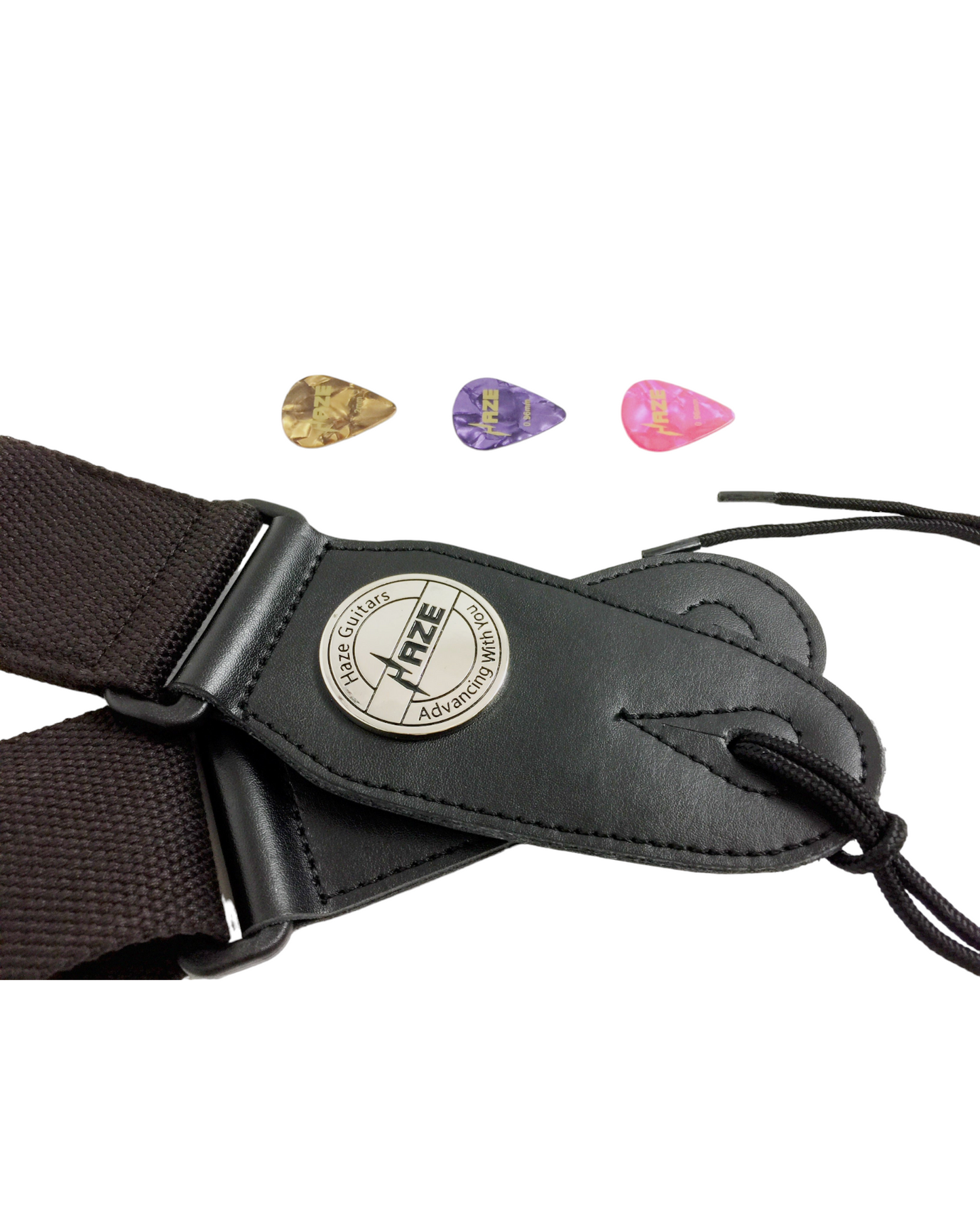 Haze HZ11 Genuine Leather Guitar Strap w/ Pick Holder + 3 Picks