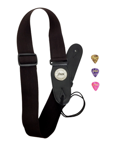 Haze HZ11 Genuine Leather Guitar Strap w/ Pick Holder + 3 Picks