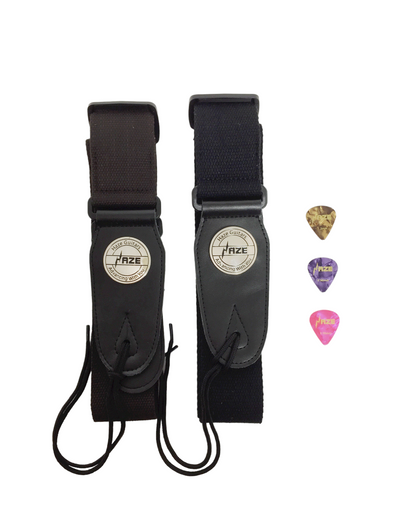 Haze HZ11 Genuine Leather Guitar Strap w/ Pick Holder + 3 Picks