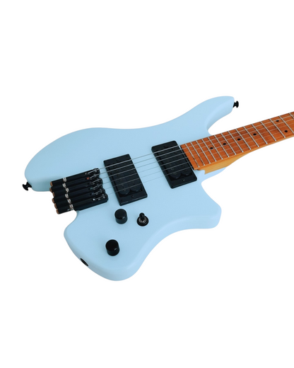 Haze Headless Mahogany Neck Maple Body HHL Electric Guitar - Blue HZHL1ABL