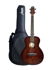 Haze 37" Solid Koa Top Height Adjustable Saddle Acoustic Bass Guitar - Natural HZMINISEBKOA