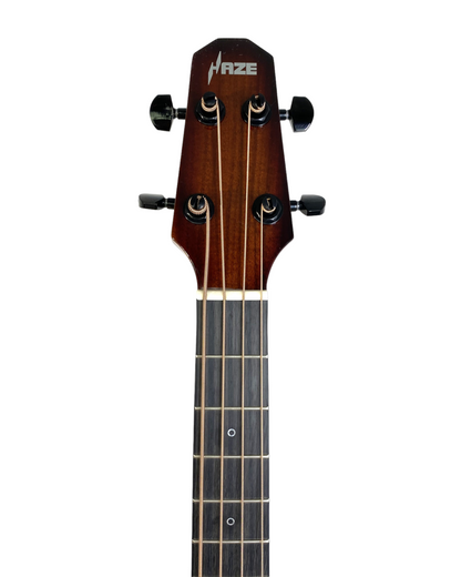 Haze 37" Solid Koa Top Height Adjustable Saddle Acoustic Bass Guitar - Natural HZMINISEBKOA