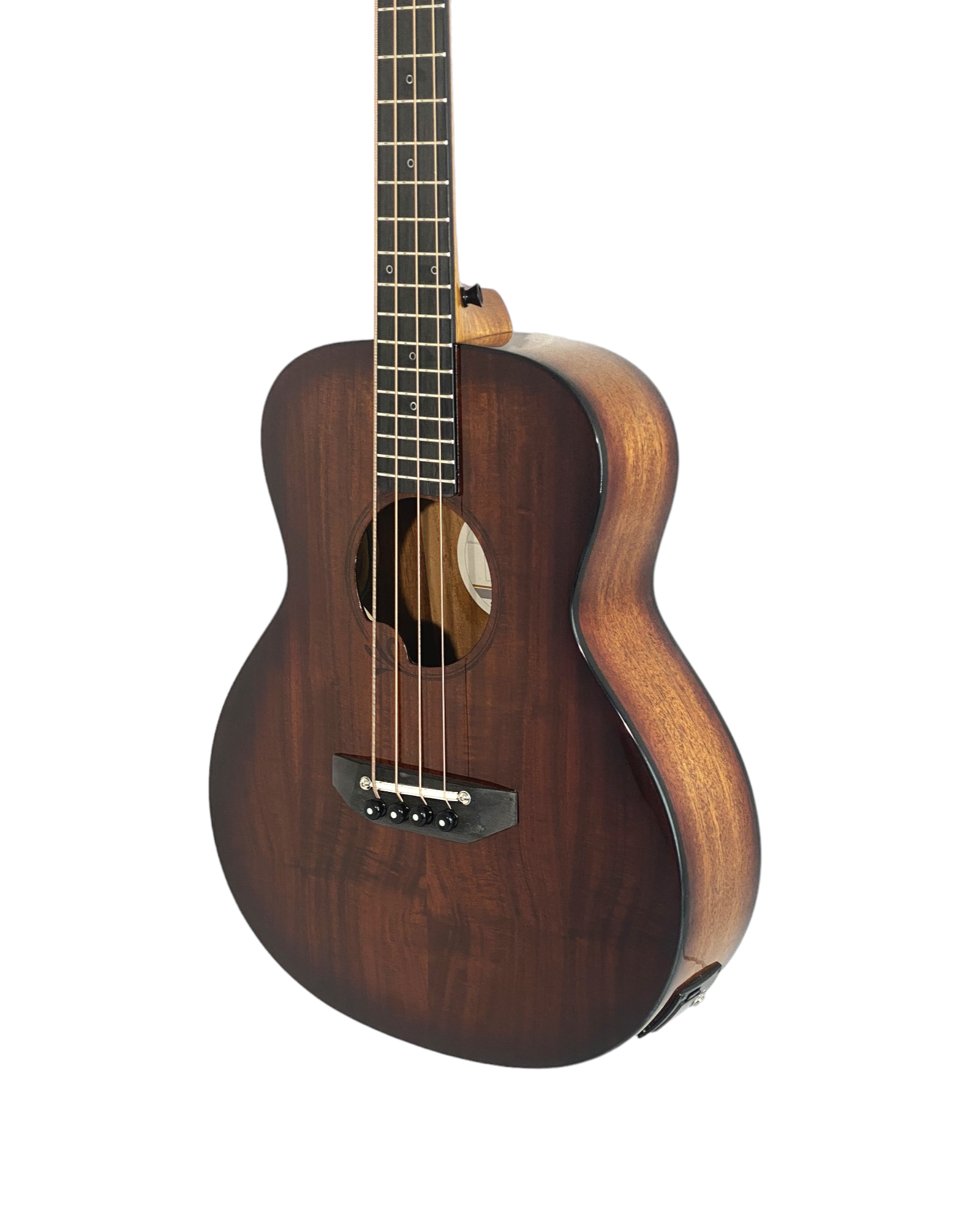 Haze 37" Solid Koa Top Height Adjustable Saddle Acoustic Bass Guitar - Natural HZMINISEBKOA