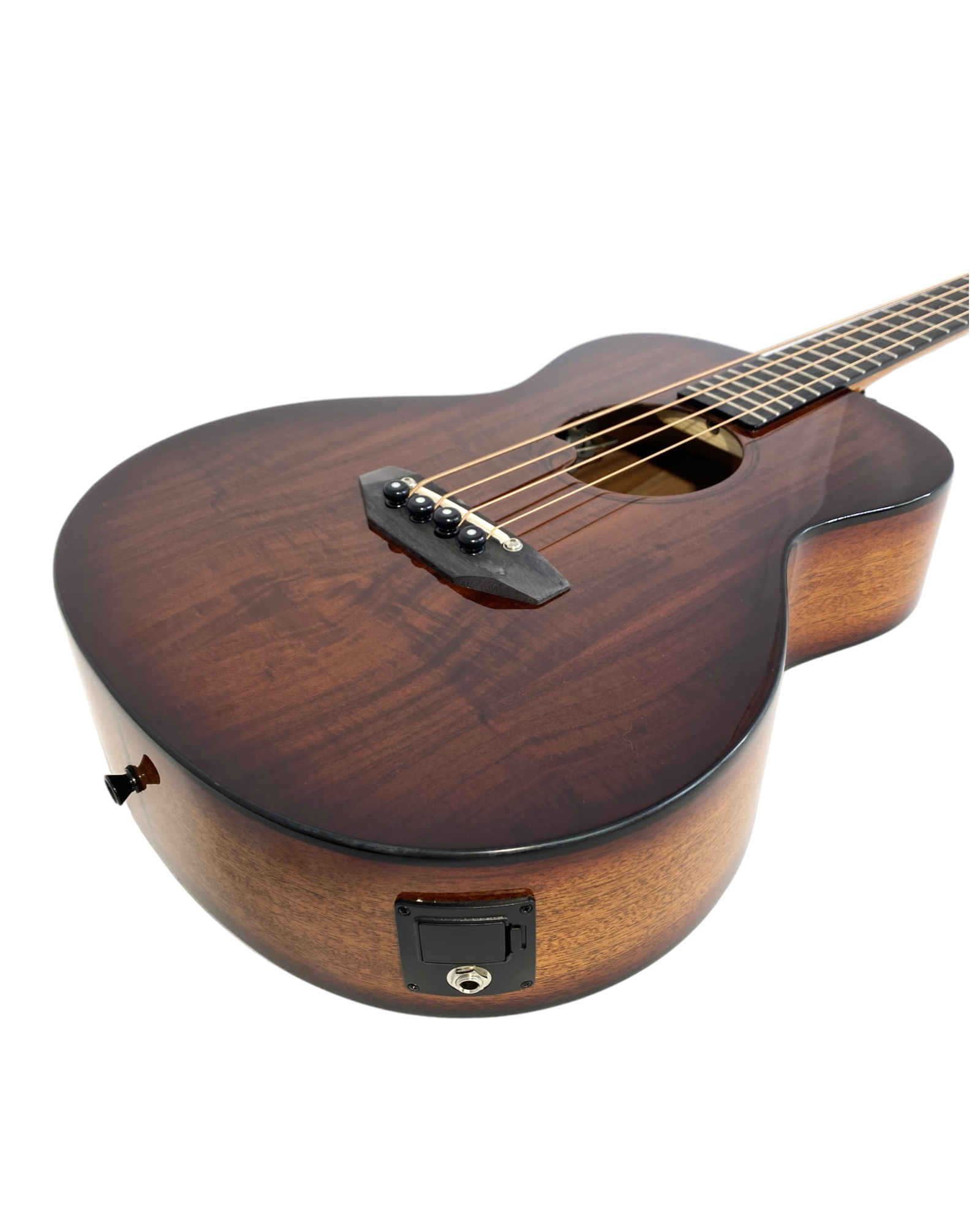 Haze 37" Solid Koa Top Height Adjustable Saddle Acoustic Bass Guitar - Natural HZMINISEBKOA