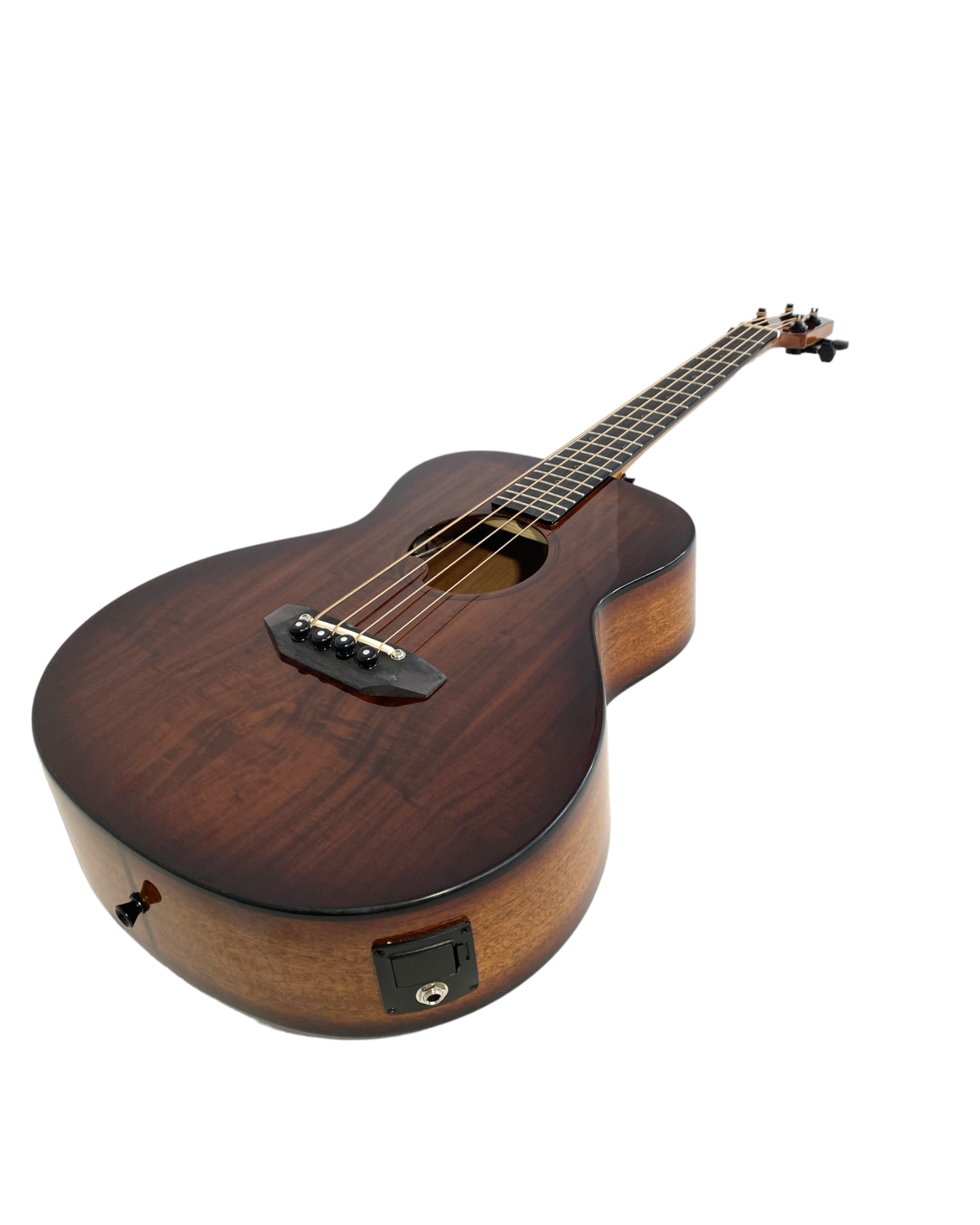 Haze 37" Solid Koa Top Height Adjustable Saddle Acoustic Bass Guitar - Natural HZMINISEBKOA