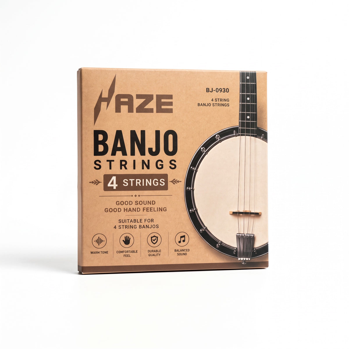 Haze BJ-0930 4-String Banjo Strings – Nickel Wound, High-Carbon Steel Core