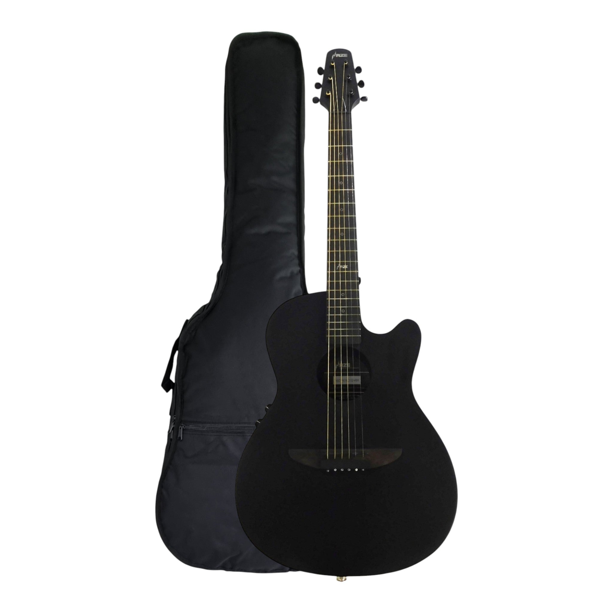 Haze HSDP836CEQMBK 38" Roundback Traveller Built-In Pickups Acoustic Guitar - Black
