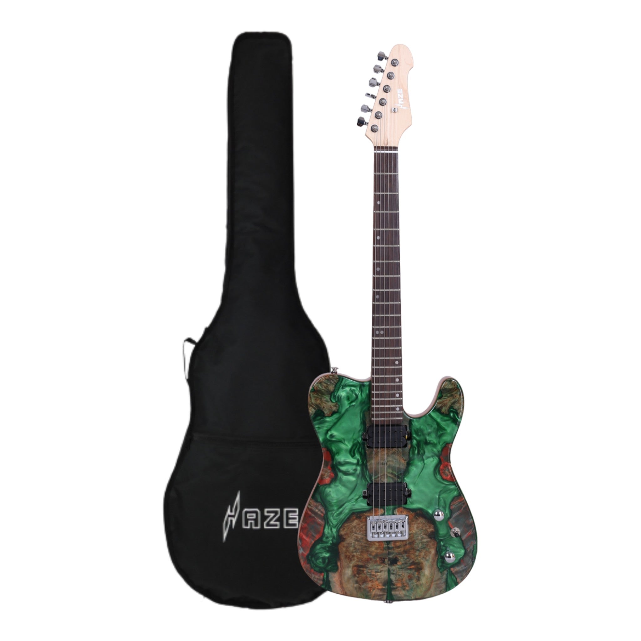 Haze SH1910 Metallic Green "Liquid Crystal" Electric Guitar with Dual Humbuckers