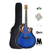 Haze SP723CEQBLS Fibre Glass Roundback Built-In Pickups/Tuner Acoustic Guitar - Blue with Accessories and 10W Amp. (Optional)